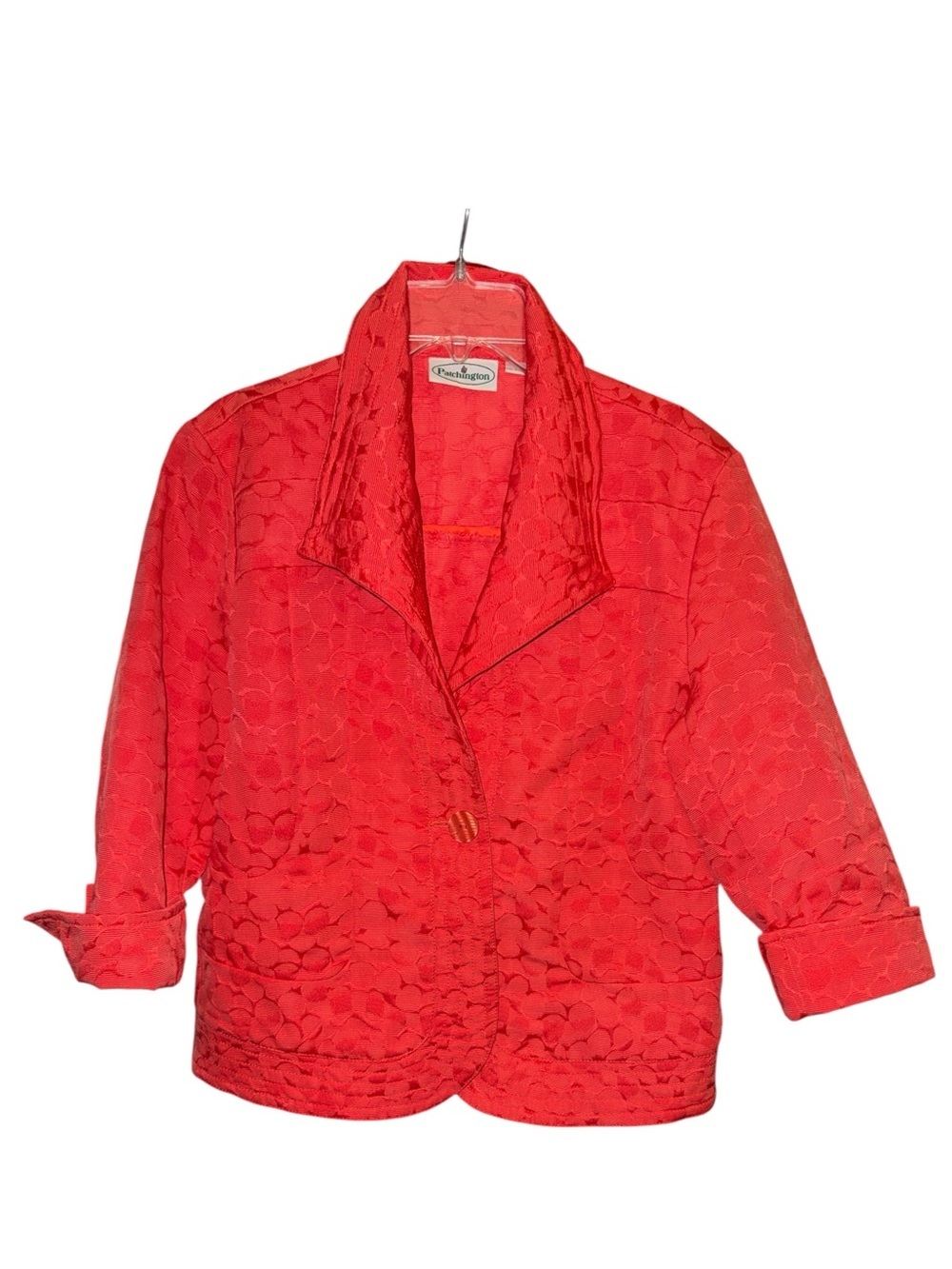 Patchington Red Textured Jacquard S Jacket Blazer Coastal Grandmother - Picture 2 of 7